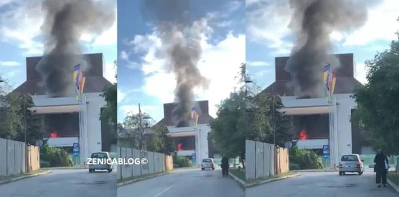 Izbio požar na zgradi zeničkog pozorišta, povrijeđena dvojica radnika