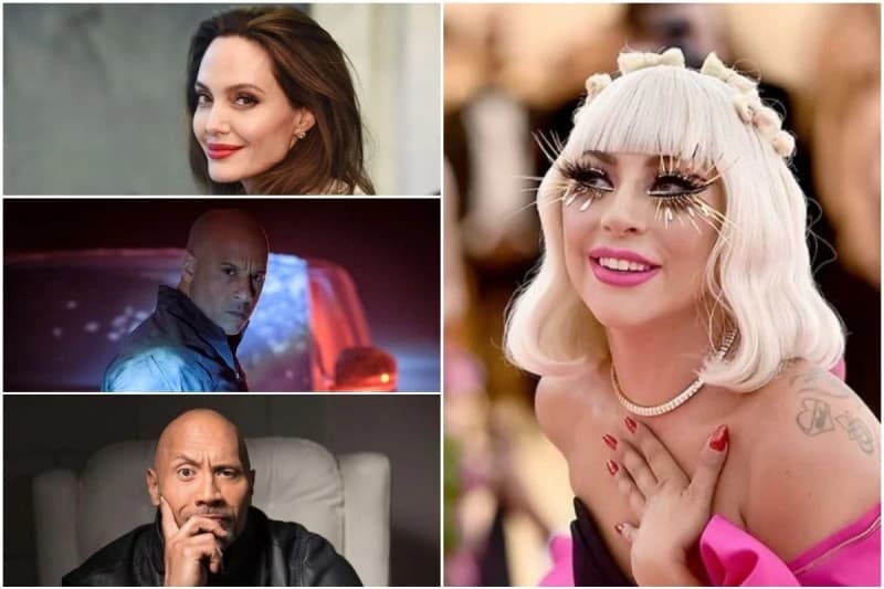 Angelina Jolie, Vin Diesel, Dwayne Johnson, Lady Gaga