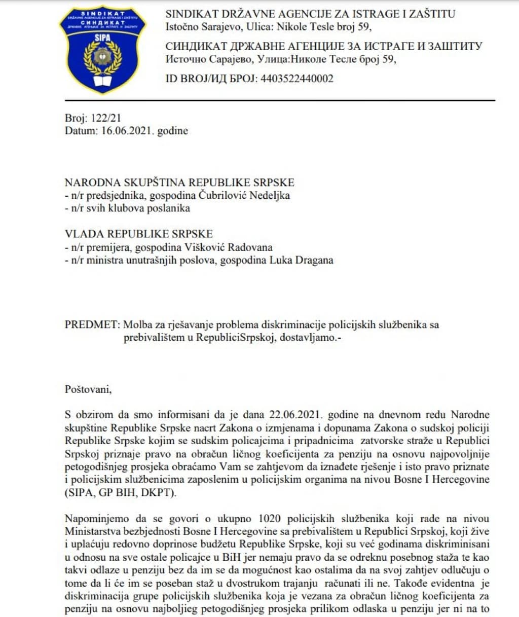 Pismo policajaca iz bh. agencija za vlast RS-a: Osjećamo se kao građani drugog reda
