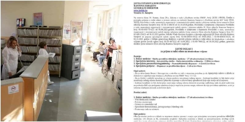 Dom zdravlja KS traži pulmologe, pedijatre, interniste; Dr. Hošić: Ponovo su me zvali, jer se sve raspalo