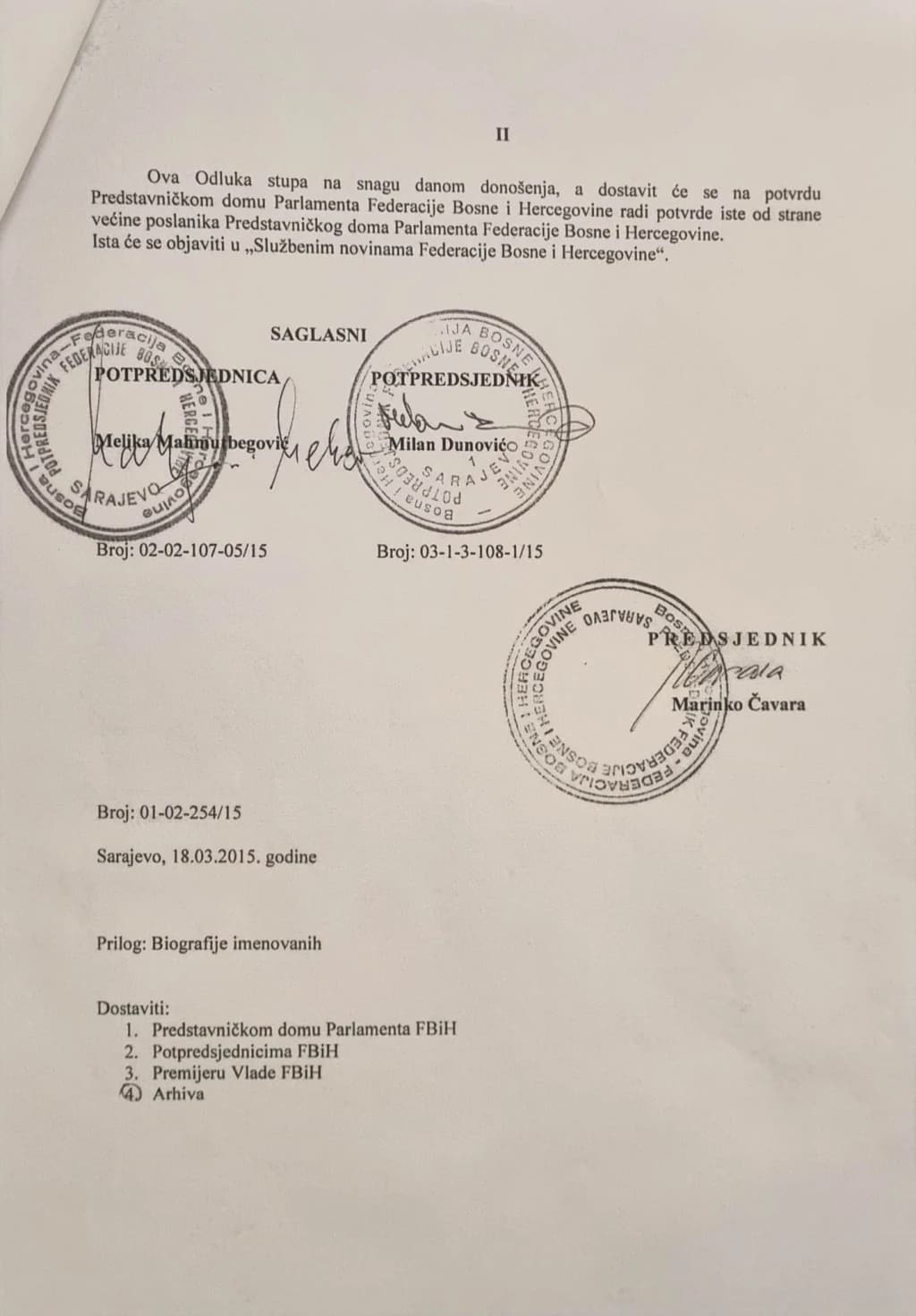 Bradara sama potpisala odluku o novoj vladi, zanemarila ulogu Lende i Stojanovića