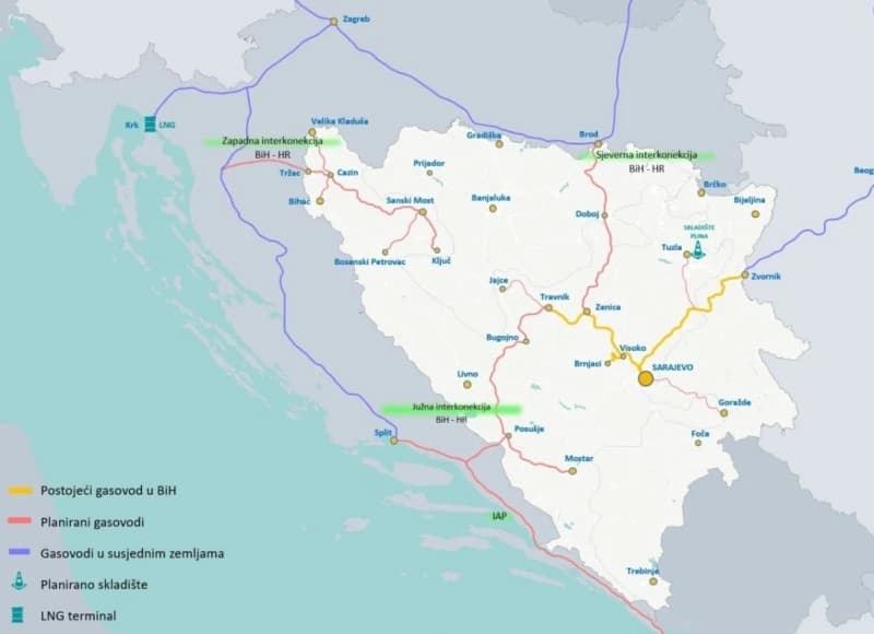 Plan gasovoda u BiH