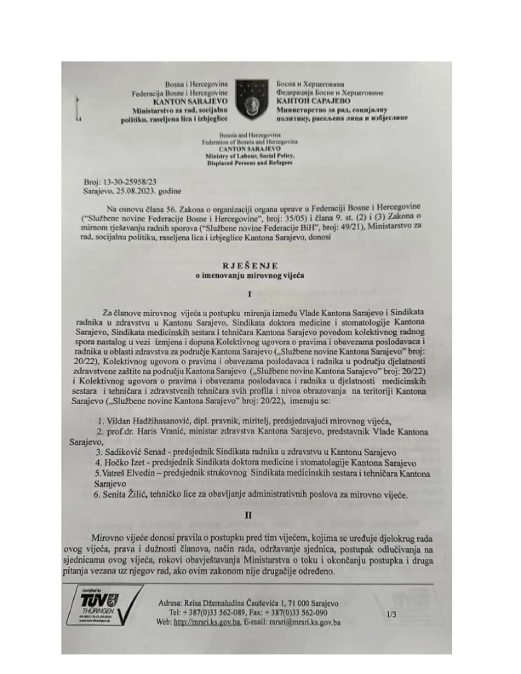 Vranić: Podržavam borbu zdravstvenih radnika, Ministarstvo zdravstva KS ne odlučuje o plaćama