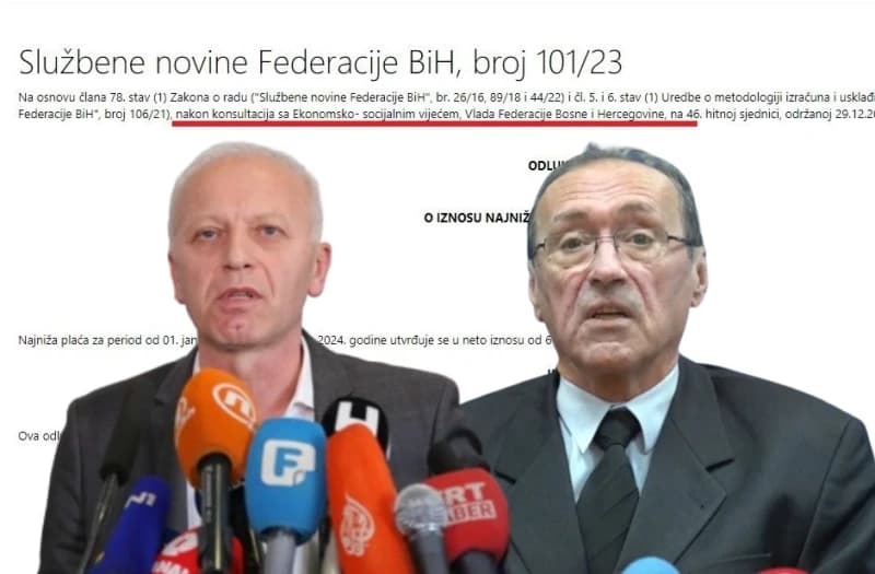 Biber i Bektić: Notorna je laž da se Vlada FBiH konsultovala sa ESV-om o najnižoj plaći, a zakon izričito kaže da mora