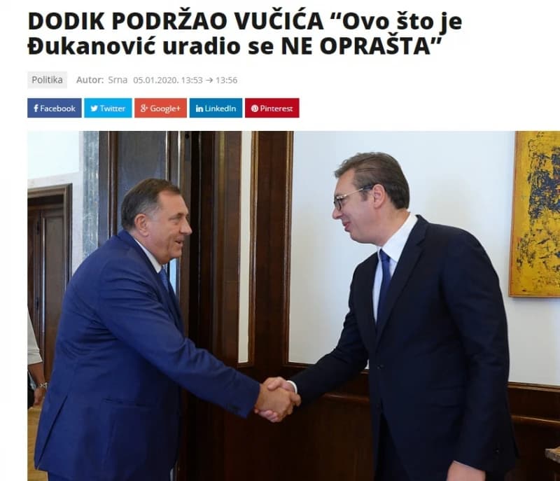 Leđa mu čuvaju Vučić i SPC: Dodikovo NE Đukanoviću usložnjava odnose BiH i Crne Gore
